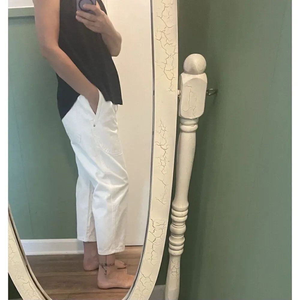 J Crew White High Rise Women’s Utility Pants 29P Cotton Cropped Fit